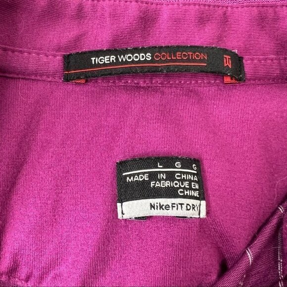TIGER Woods Collection Nike Dry Fit Purple Golf Polo shirt Size L - Picture 7 of 7